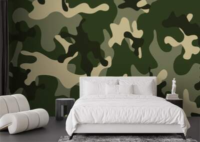 
Green military camouflage pattern seamless modern classic background. Wall mural