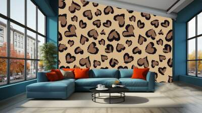 leopard print from hearts vector trendy animal seamless pattern Wall mural