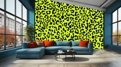 Leopard print vector seamless pattern, yellow background, trendy texture for textiles. Wall mural