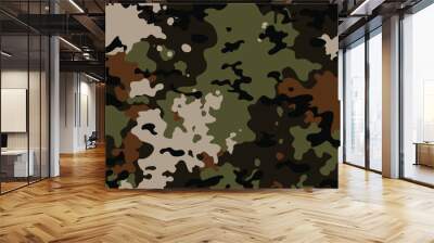 military camouflage background, vector illustration seamless pattern, forest design Wall mural