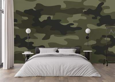 
Military camouflage vector background khaki pattern seamless on textiles. Army background. Wall mural