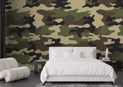 
Modern camouflage background vector seamless print, repeat texture, army classic pattern Wall mural