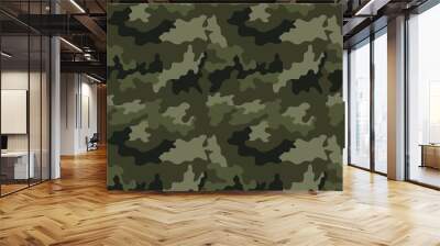 Vector camo seamless texture, classic military background, khaki pattern, disguise. Ornament Wall mural