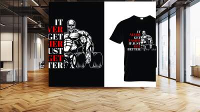 Gym t shirt. Vector typography gym t shirt design for fitness lovers... Wall mural