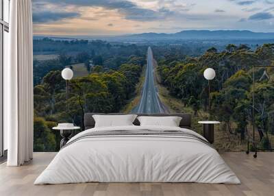 Aerial drone view of the famous Black Spur Drive in Dandenong, Victoria, Australia. Wall mural