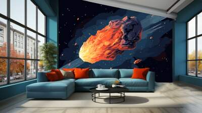 asteroid vector flat minimalistic isolated vector style illustration Wall mural