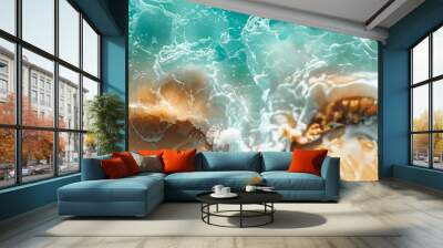 clear ocean breaks on shore Wall mural