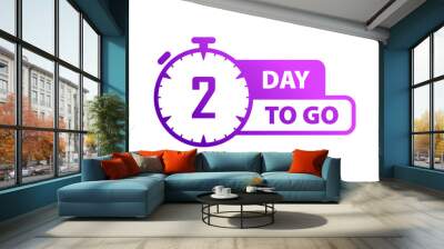 Day to go sign. Flat, purple, 2 day to go icon. Vector icon Wall mural