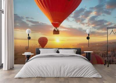 Hot air balloon festival, 4K hyperrealistic photo Wall mural