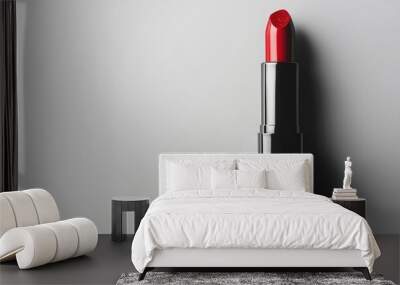 Isolated red lipstick tube on white background mockup, 4K hyperrealistic photo Wall mural