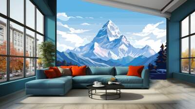 mountain view beautiful landscape flat style vector illustration Wall mural