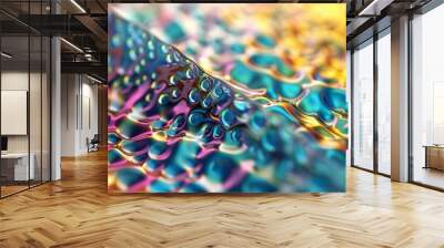 Rippled liquid 3D lattice with shifting colors, 4K hyperrealistic photo Wall mural