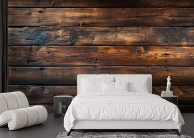 Wood planks texture background, old dark brown wooden barn wall Wall mural