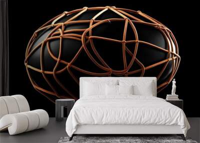 3D soccer ball design on sleek black background Wall mural