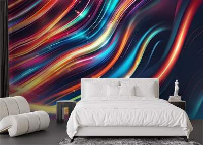 Abstract shiny light wave design with blurred vector effects Wall mural