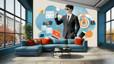 Dynamic finance leader sprinting towards startup success with ambition and determination Wall mural