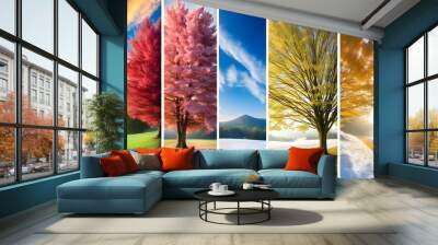 Eternal Beauty of the Four Seasons in Natures Palette Wall mural