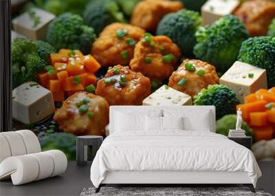 Exploring Plant-Based Cuisine: Tofu and Nuggets for Delicious Vegetarian and Vegan Meals Wall mural