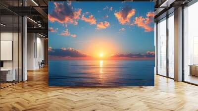 Tranquil sunset horizon over serene ocean, capturing the essence of summers beauty in nature for vibrant wallpaper and banner design Wall mural