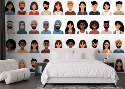 Male and Female avatars, people icons. Wall mural