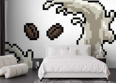 pixel art of coffee milk morning Wall mural