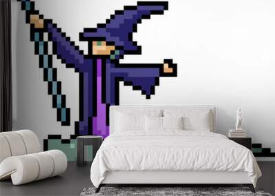 pixel art of wizard ride cloud Wall mural