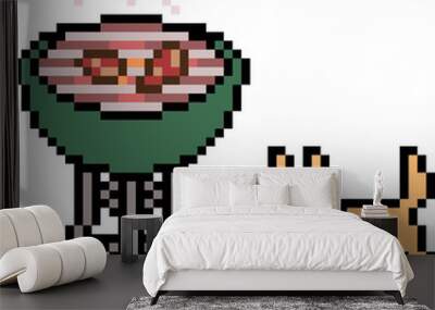 vector pixel art grill food Wall mural