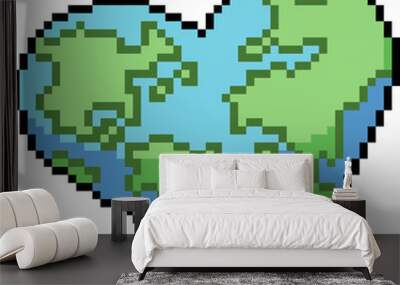 vector pixel art love earth Wall mural