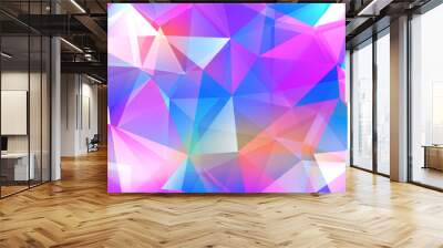 Abstract polygonal geometric background. Low poly triangles geometric background. Crystal glass crystals illuminated by fantastic light. Diamond holographic for cover, poster, banner,web. Vector EPS10 Wall mural