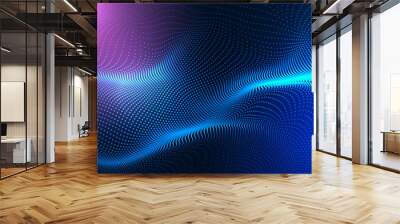 Abstract Waving Particle Technology Background Design. Abstract wave moving dots flow particles, hi-tech and big data background design for brochures, flyers, magazine, business card, banner. Vector Wall mural