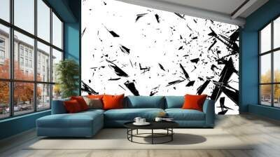 Surface of broken glass texture. Sketch shattered or crushed glass effect. Vector isolated on transparent background. Background Vector illustration of broken glass silhouette isolate, High resolution Wall mural