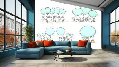 people with speech bubbles. Wall mural