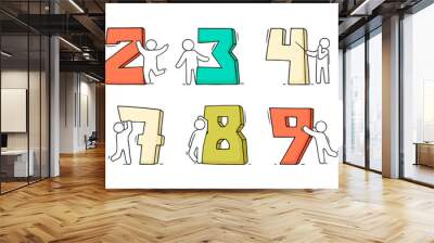 working little people with numbers Wall mural