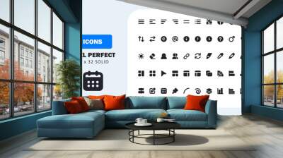 User interface icon set 3, ui pixel perfect icon glyph solid pack Wall mural