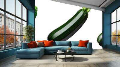 A zucchini clipart vegetable element 3D illustration dark green isolated on white and transparent background Wall mural