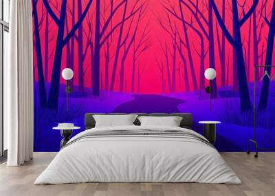 Abstract haunted forest with eerie shadows and ghostly patterns invoking a Halloween nightmare Wall mural