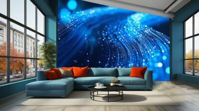 Blue energy pulses in a high-tech fiber optic cable visualization Wall mural