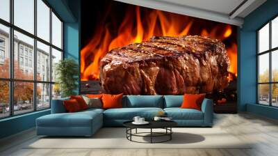 delicious filet steak cooking process and shows the steak at its most flavorful moment Wall mural