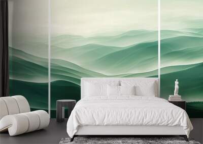 green abstract eye catching template crafted into a triptych for a fresh visual experience Wall mural