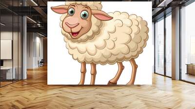 Happy cartoon sheep die cut PNG style isolated on white and transparent background Wall mural