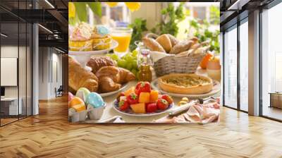 Table with delicatessen ready for Easter brunch Wall mural