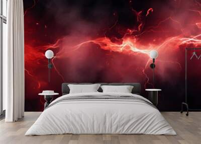 Abstract background of red lightning Wall mural