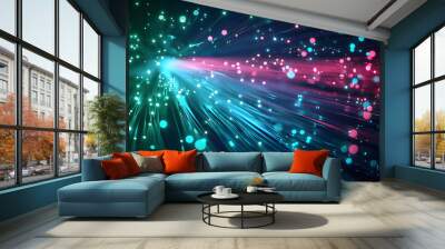 Abstract green and blue neon fiber optic Wall mural