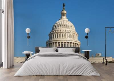 u.s. capitol dome rear face on sunny winter day blue sky Wall mural