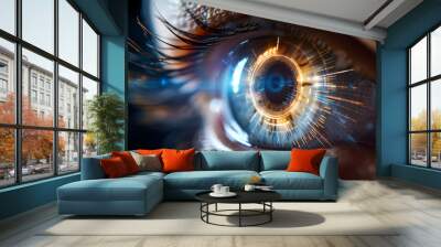 close up of futuristic augmented eye - future technology concept Wall mural