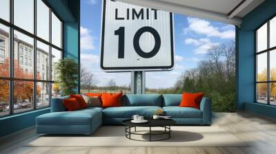 Speed Limit 10 Sign With Blue Sky Wall mural