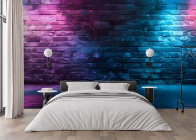 Teal and pink abstract brick wall  Wall mural