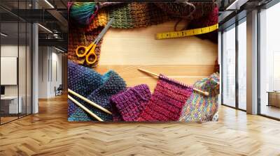 Border of colourful knitting and craft accessories Wall mural