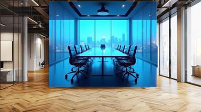 Conference Room Professional  Collaborative Business Space Table Chairs Large Windows Office Setting Wall mural