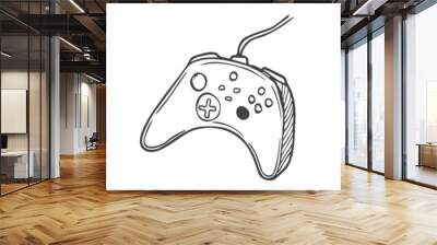 Sketch of joystick. Doodle style vector gamepad. Video games Concept Wall mural